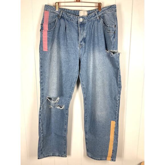 One Teaspoon Free People Smiths Low Waist Wide Leg Denim Jeans NWOT SZ 34 - Picture 2 of 14